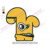 Yellow Angry Monster Embroidery Design 02